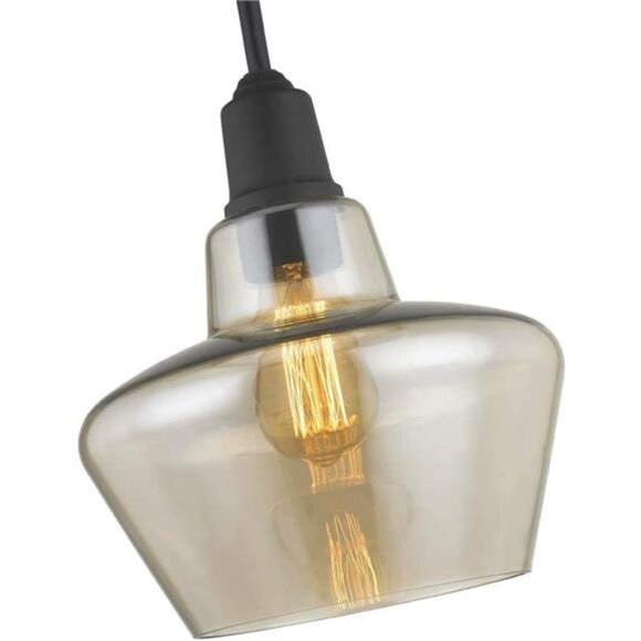 1-Light Aged Bronze Pendant with Amber Plated Glass Shade and Vintage Bulb - Picture 5 of 8